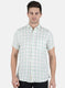 Men Green Check Linen Shirt