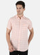 Men Orange Check Linen Shirt
