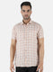 Men Beige Check Linen Shirt