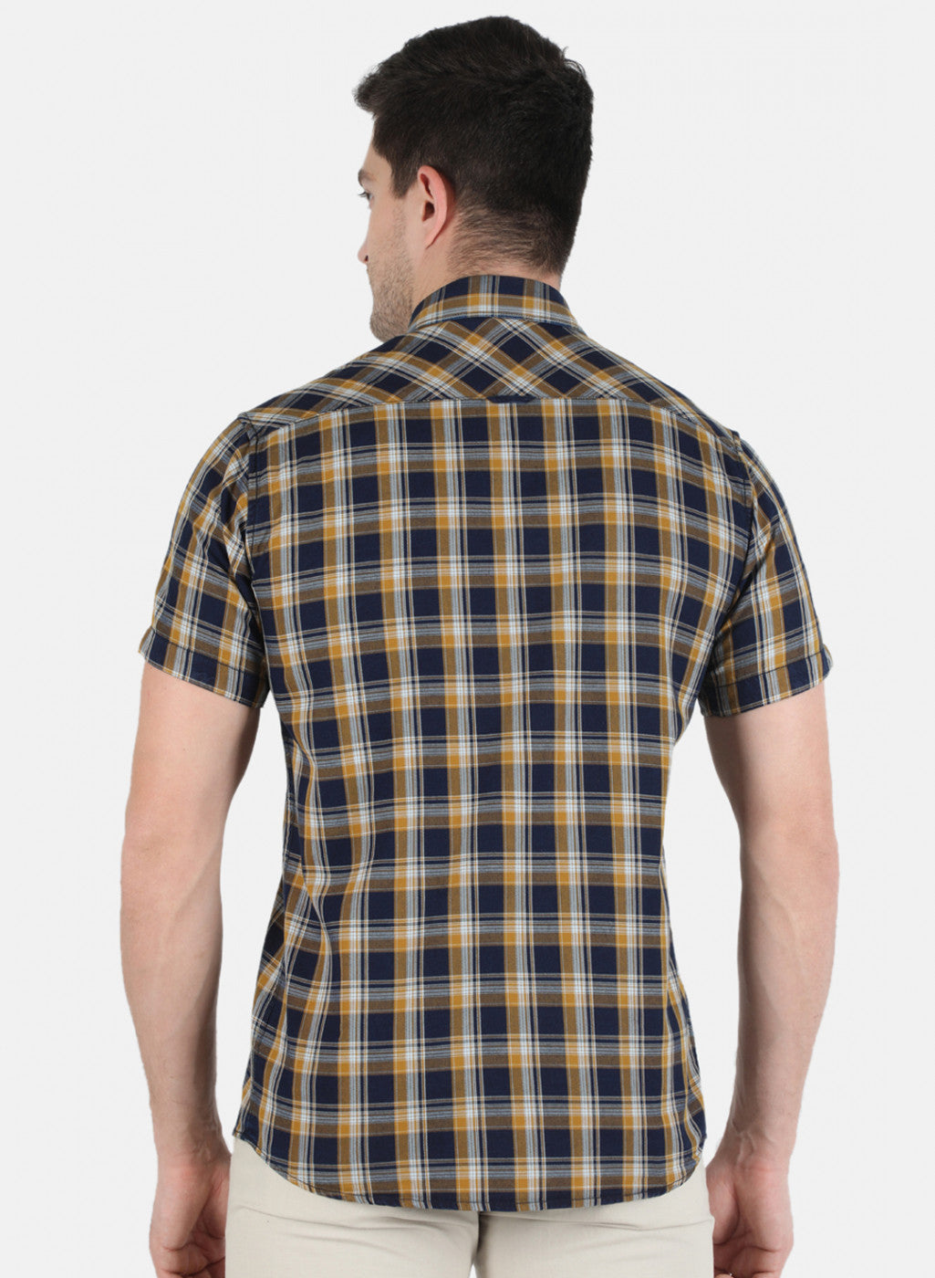 Men Mustard Check Shirt
