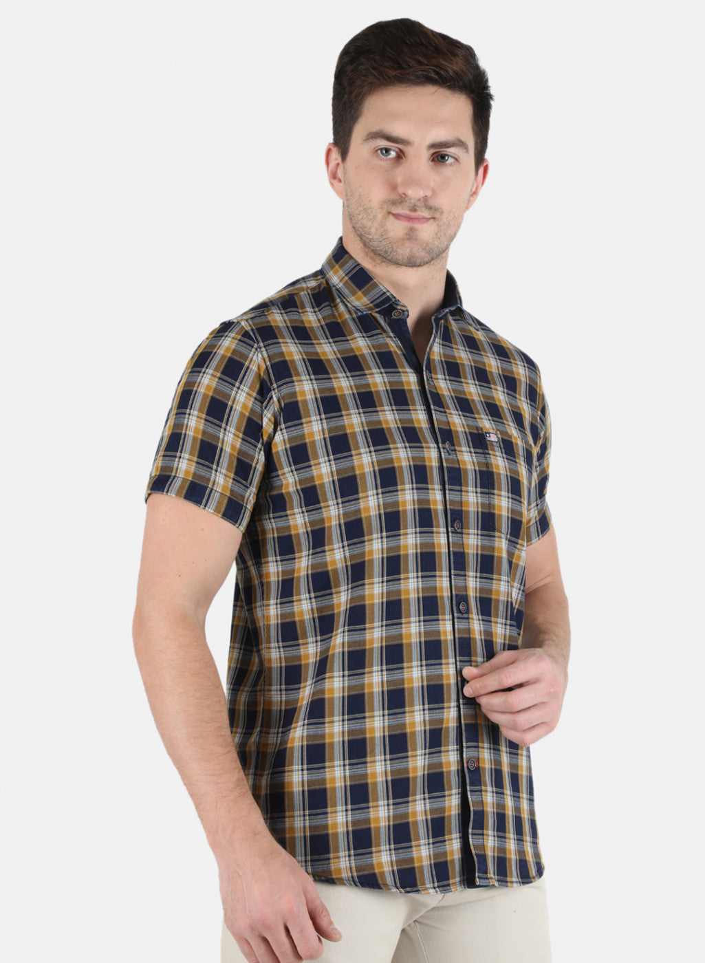Men Mustard Check Shirt