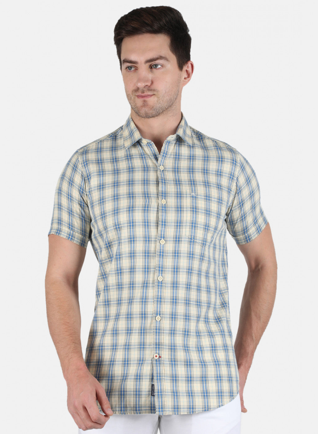 Men Blue Check Shirt
