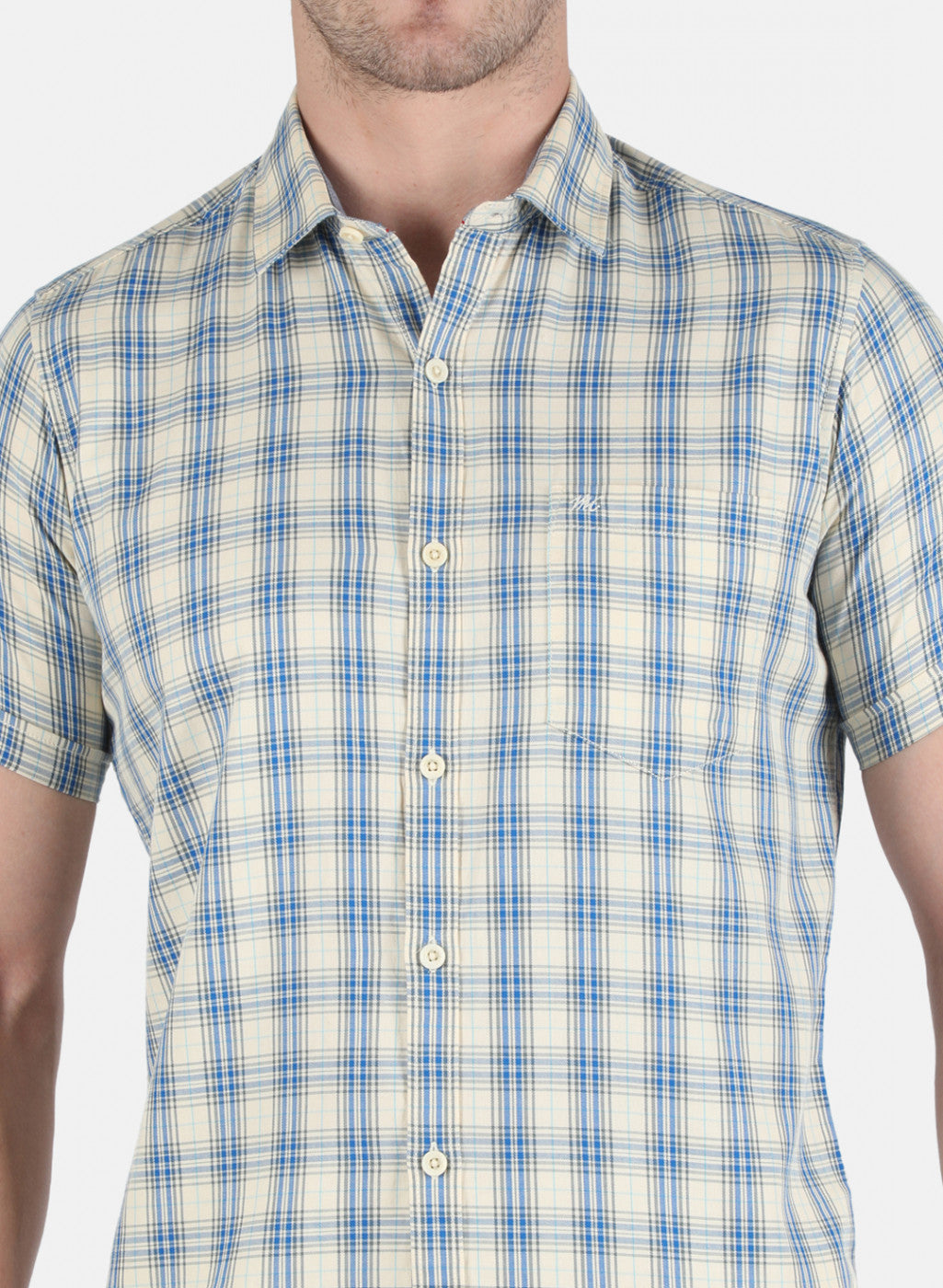 Men Blue Check Shirt