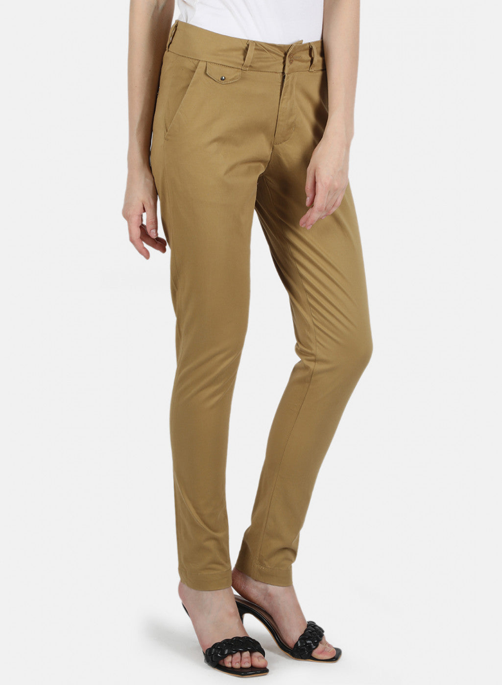 Women Khaki Slim Fit Trouser