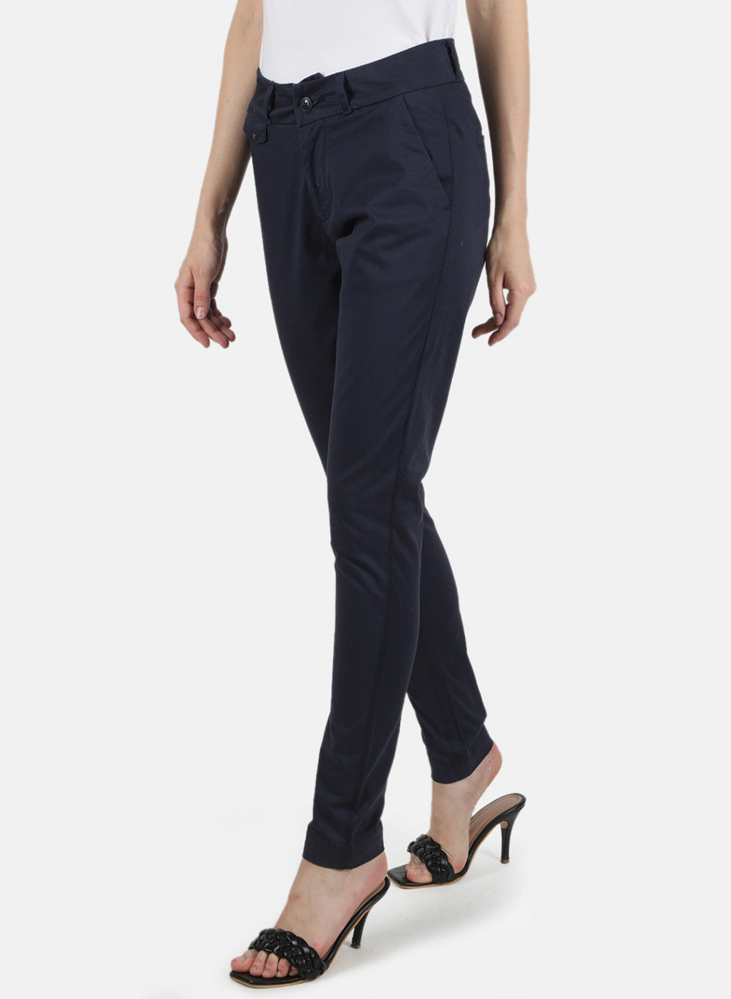 HUGO - Skinny-fit trousers in piqué jersey with zipped hems