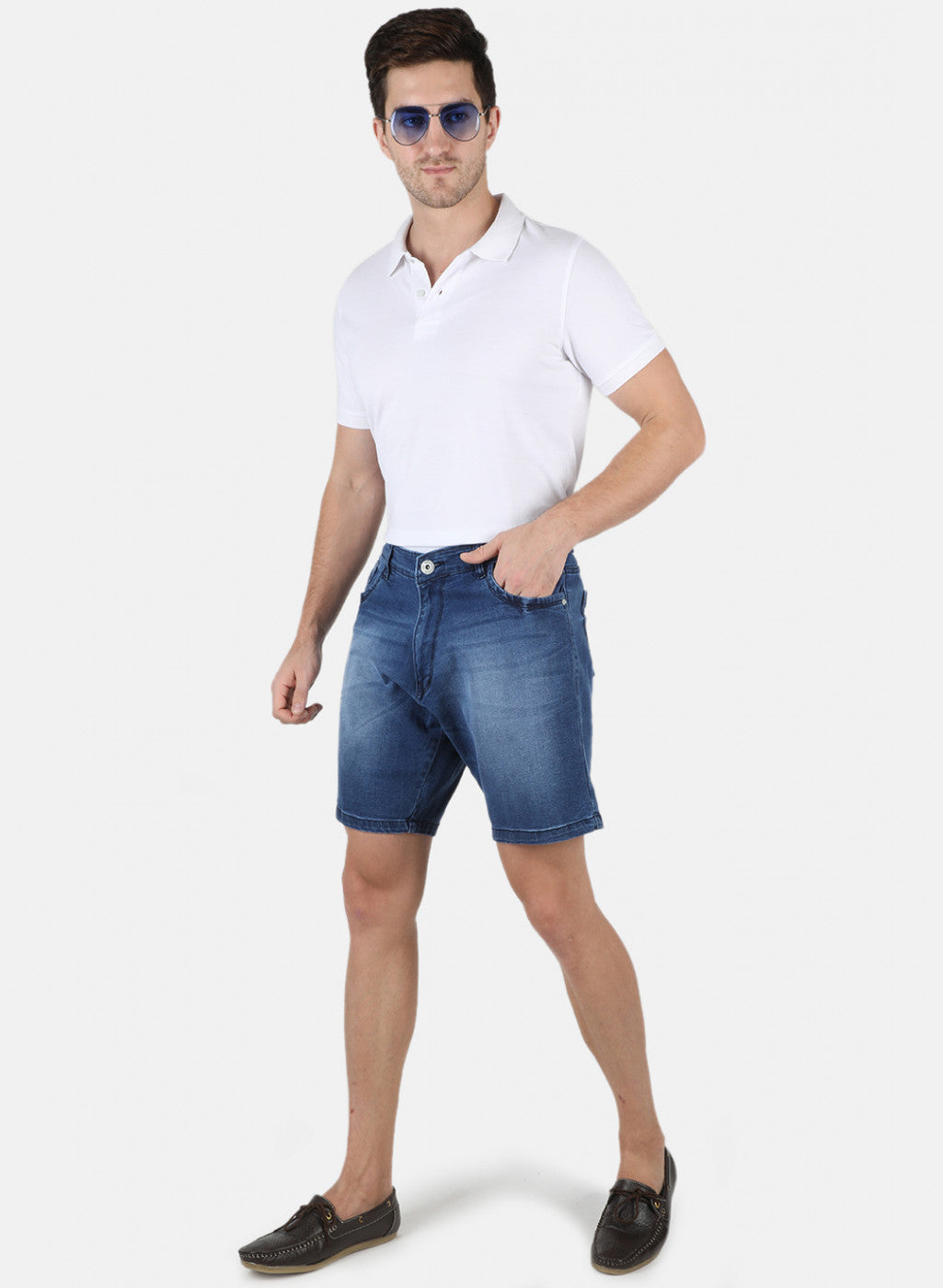 Men Blue Light Wash Short