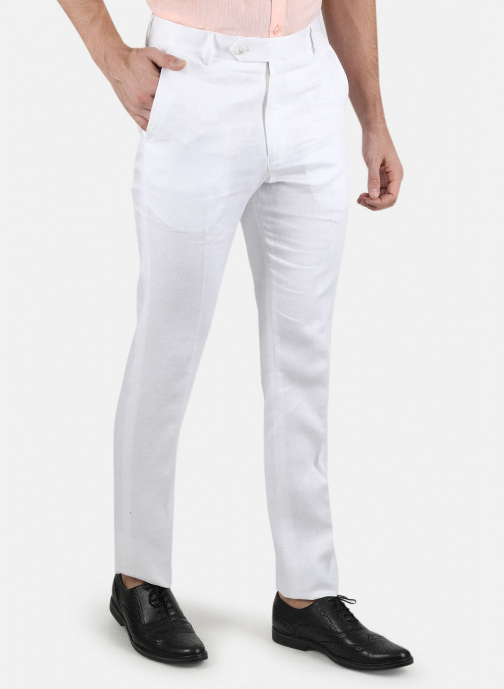 Men White Regular Fit Trouser