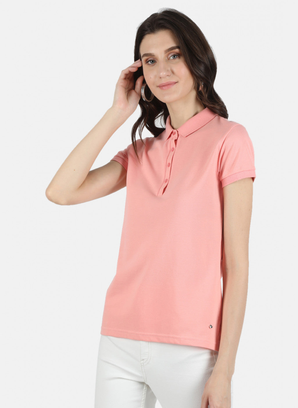 Women Peach Plain T-Shirt