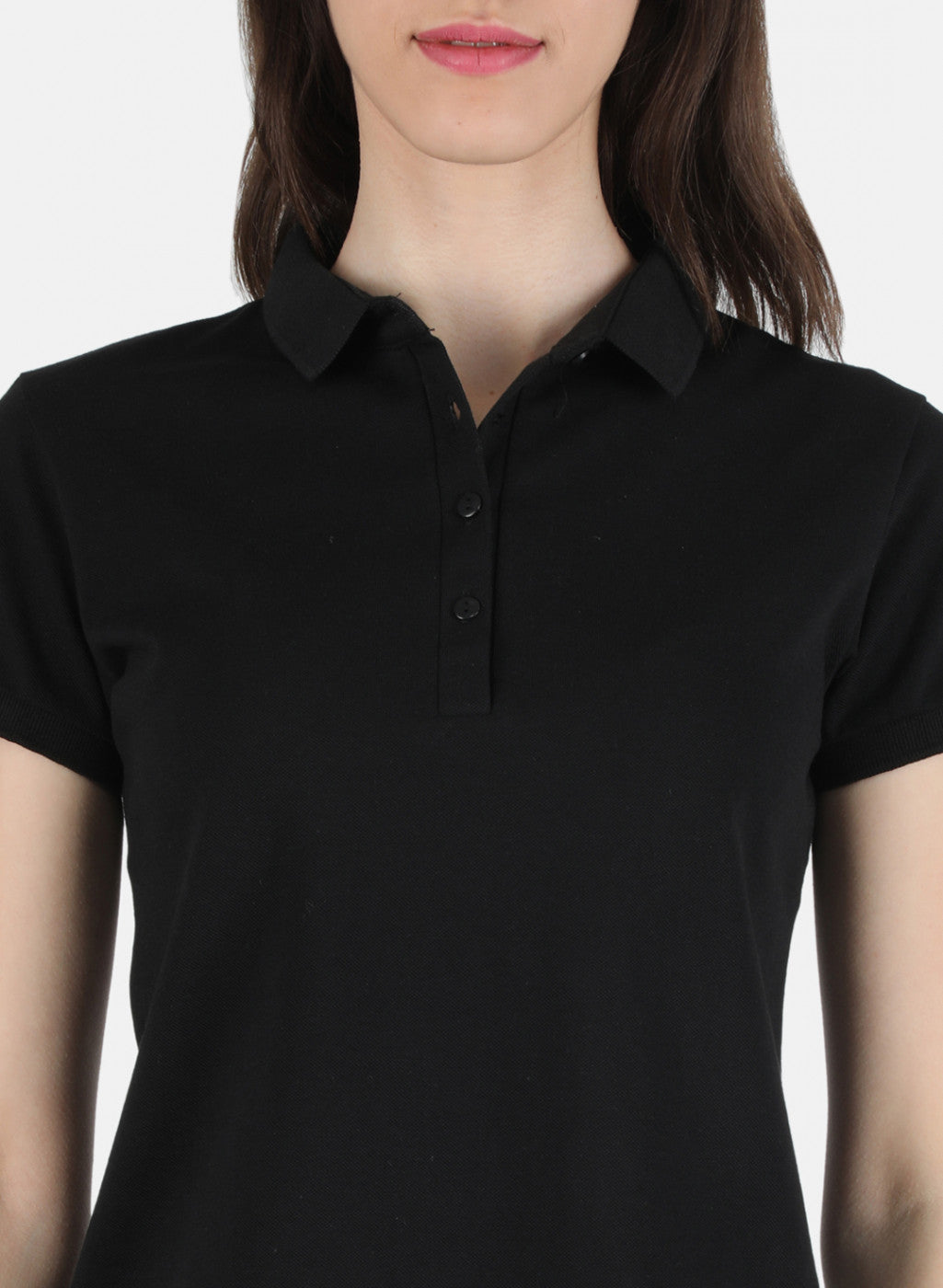 Women Black Plain T-Shirt