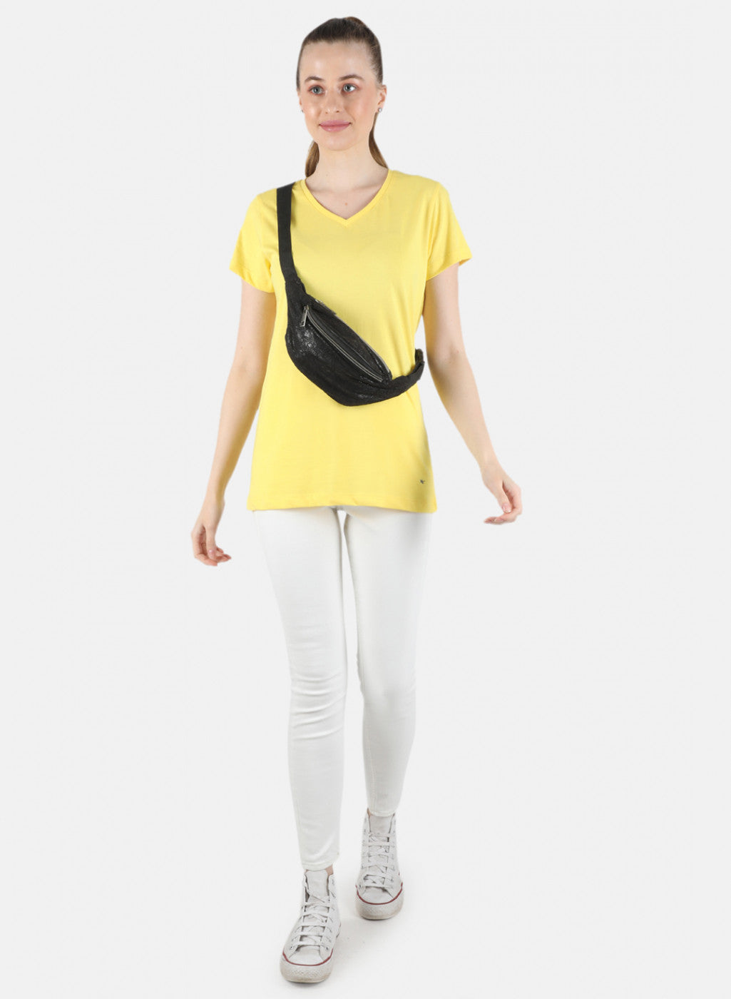 Women Yellow & Grey Plain 2 Pc Top Set