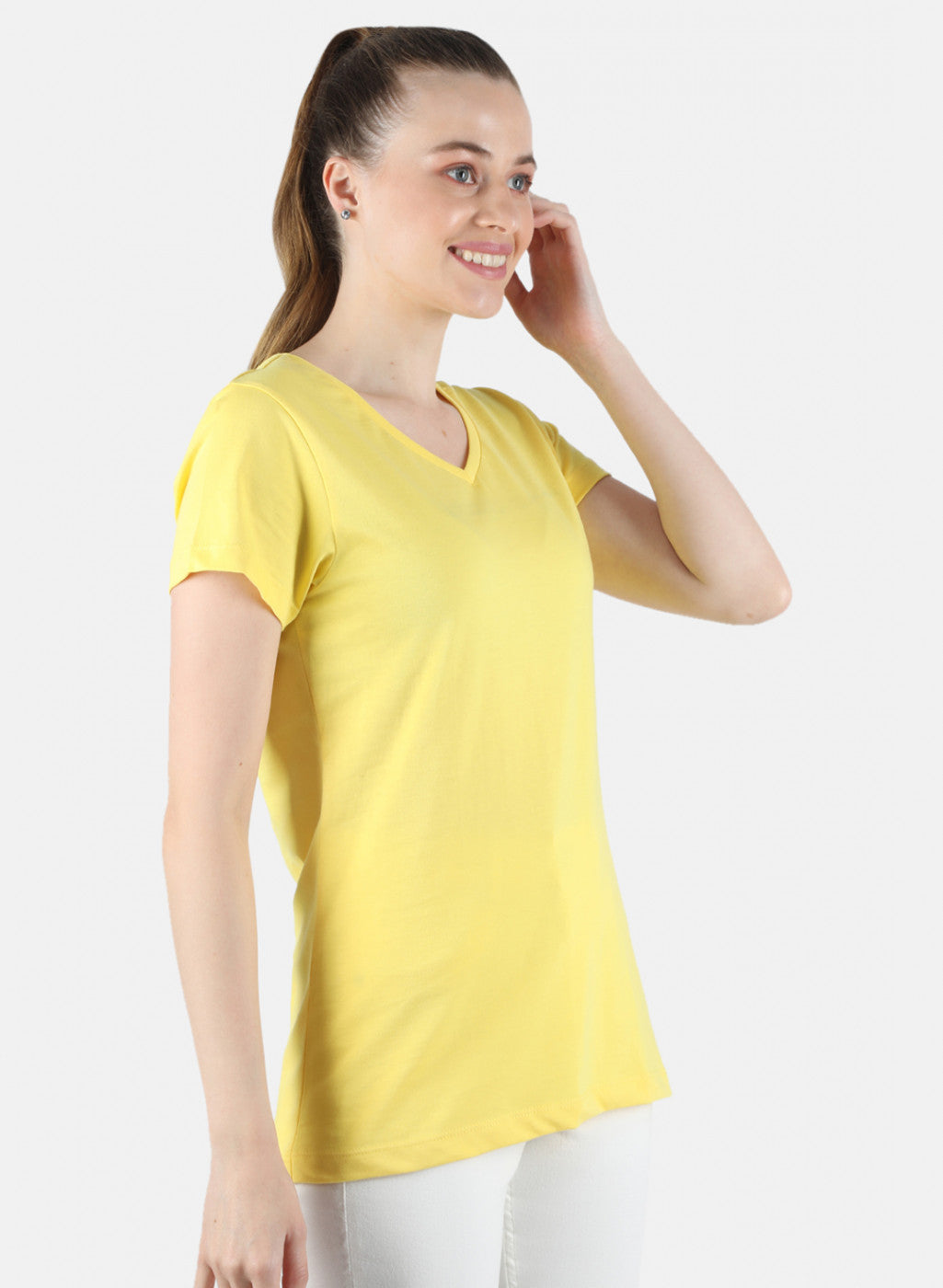 Women Yellow & Grey Plain 2 Pc Top Set