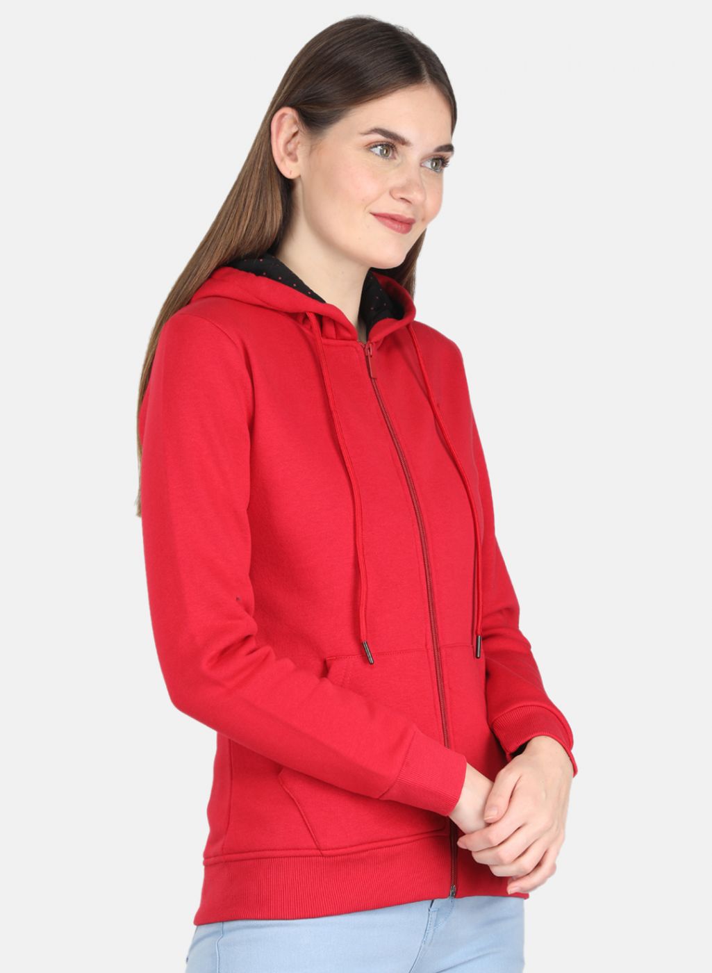Women Red Solid Sweatshirt