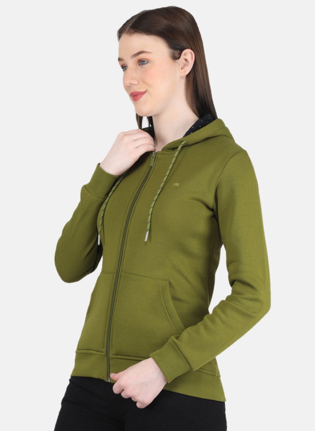 Women Green Solid Sweatshirt
