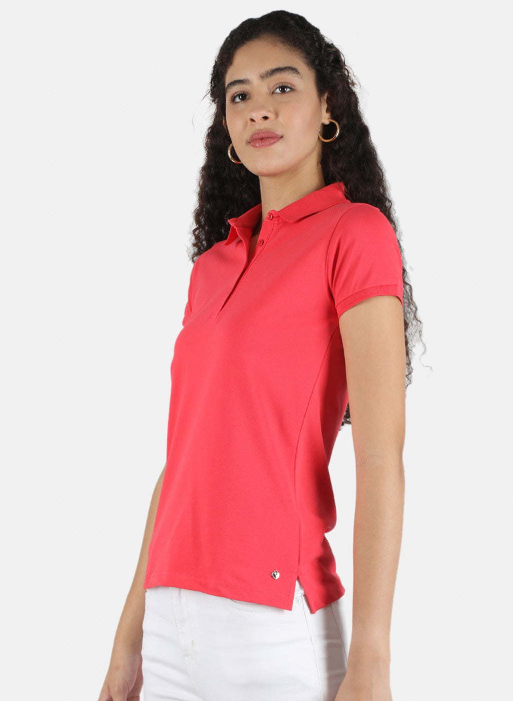 Women Pink Plain T-Shirt