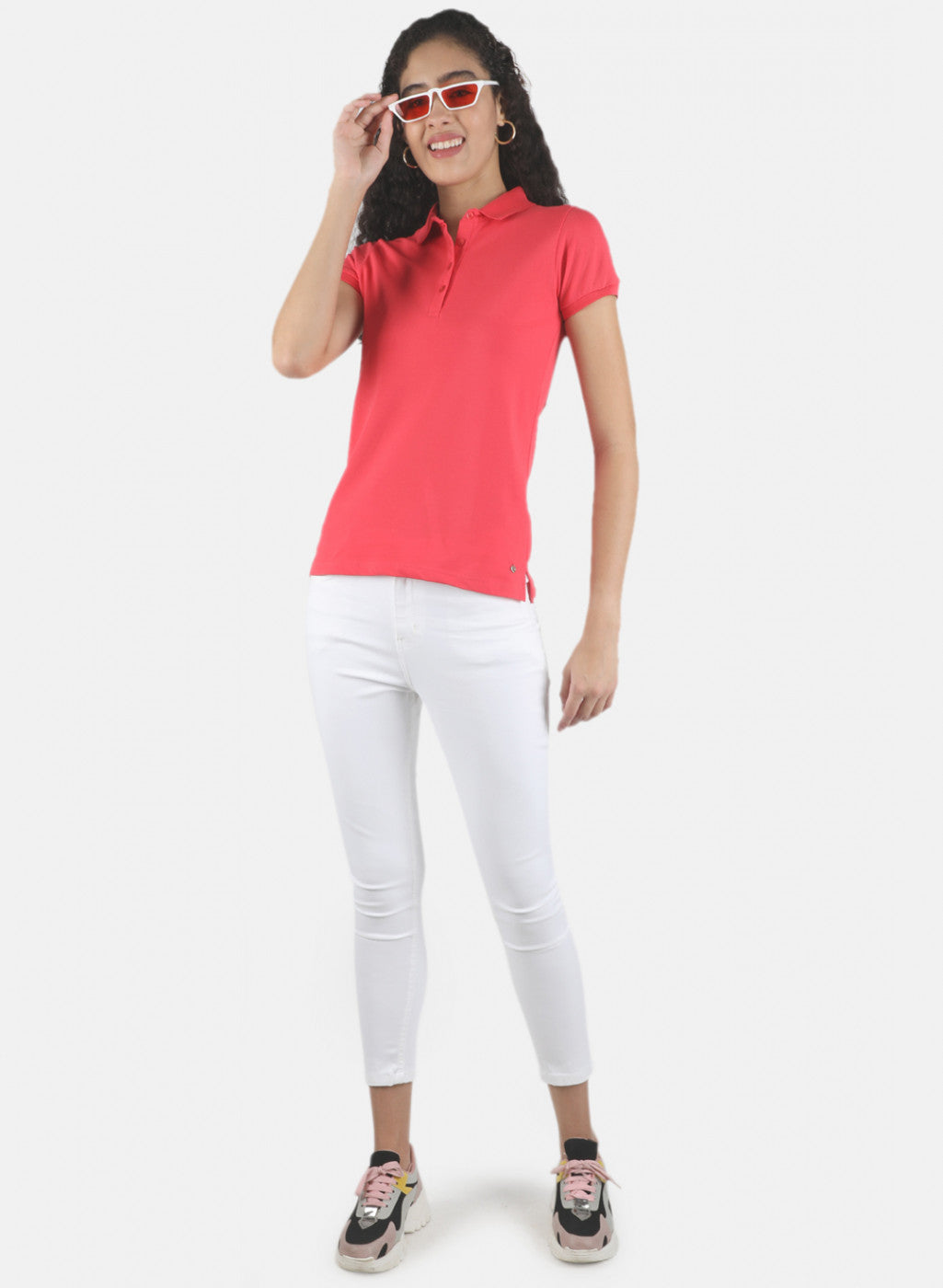Women Pink Plain T-Shirt