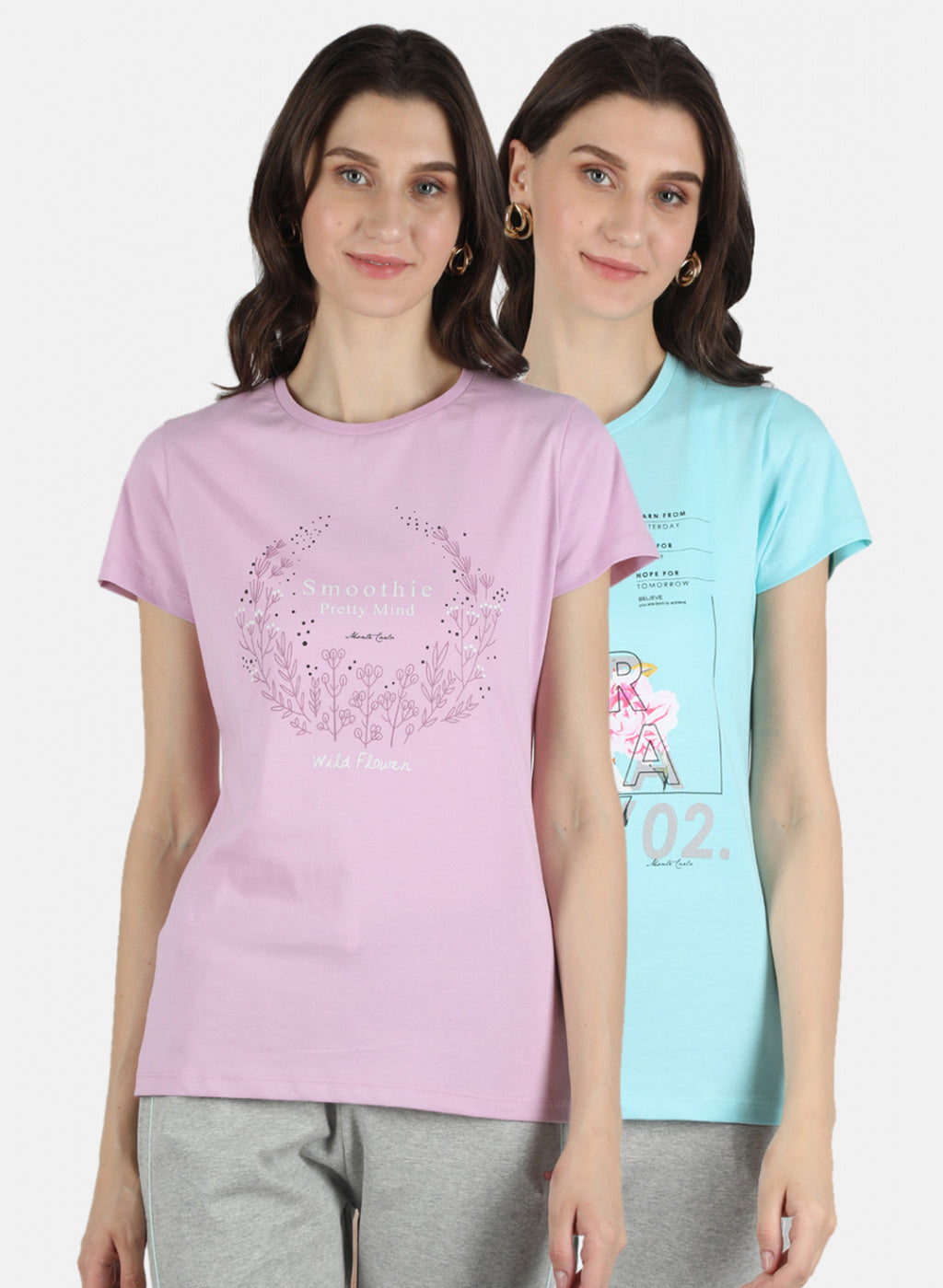 Women Purple & Blue Printed Top 2 PCs