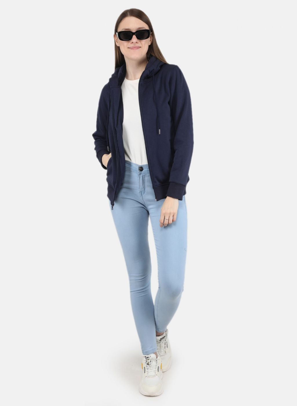 Women Blue Solid Sweatshirt