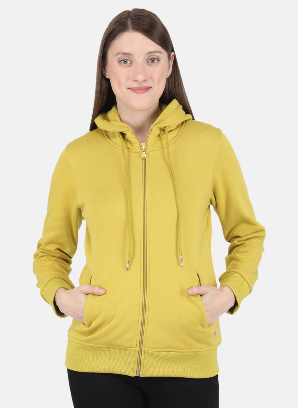 Women Yellow Solid Sweatshirt