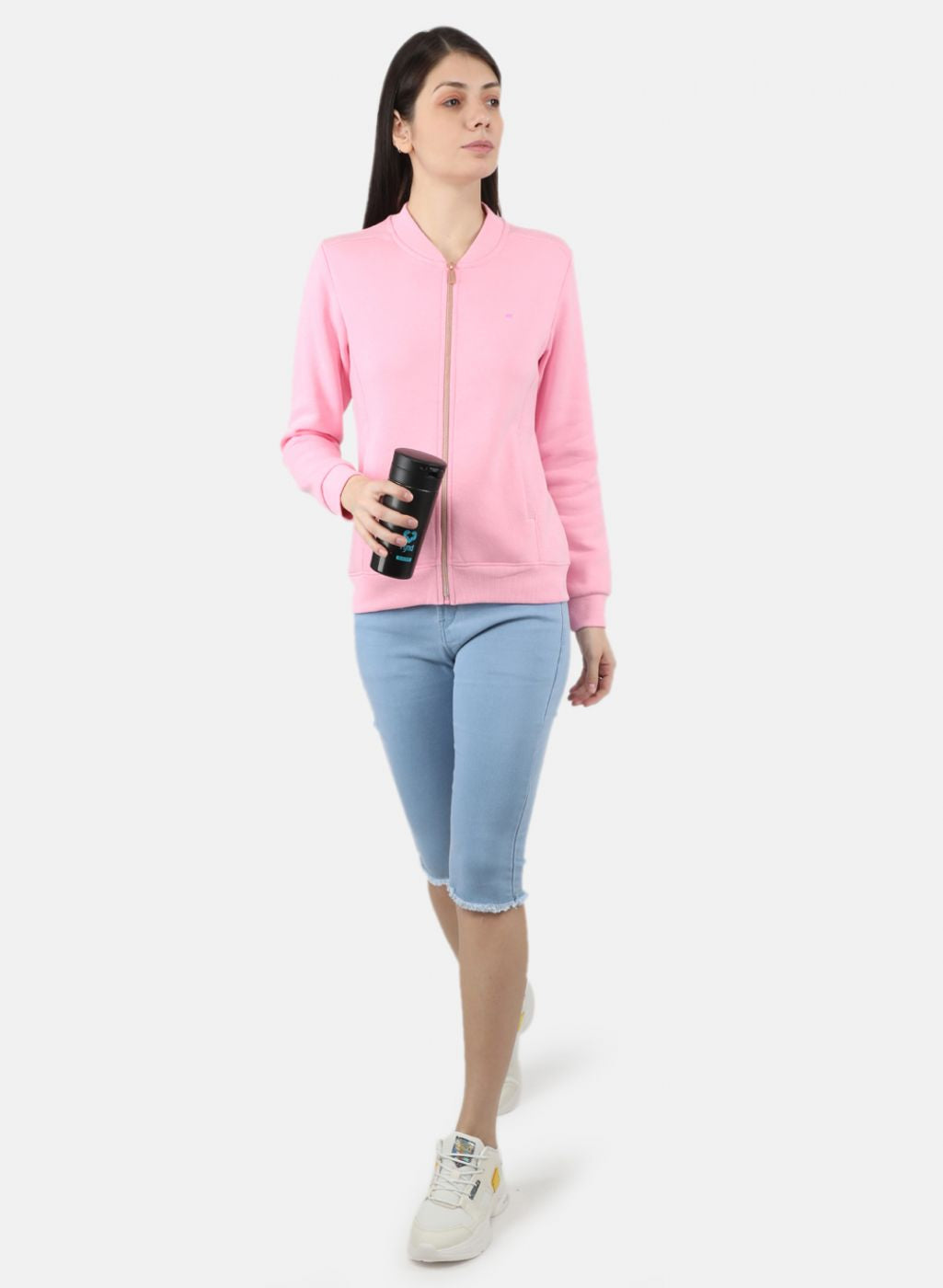 Women Pink Solid Sweatshirt