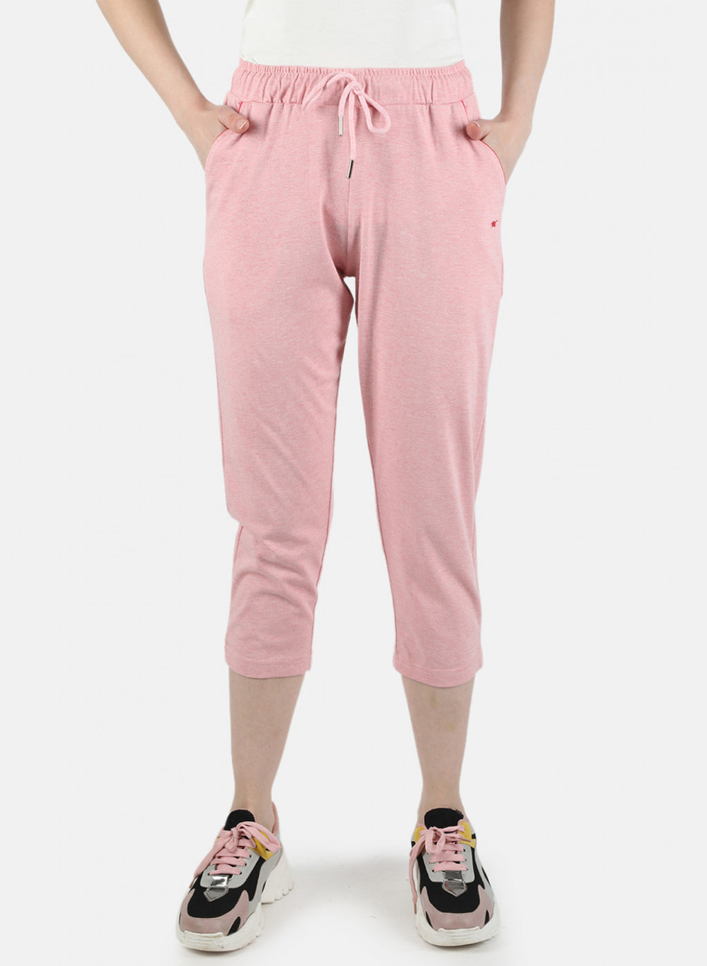 Women Peach Plain Capri