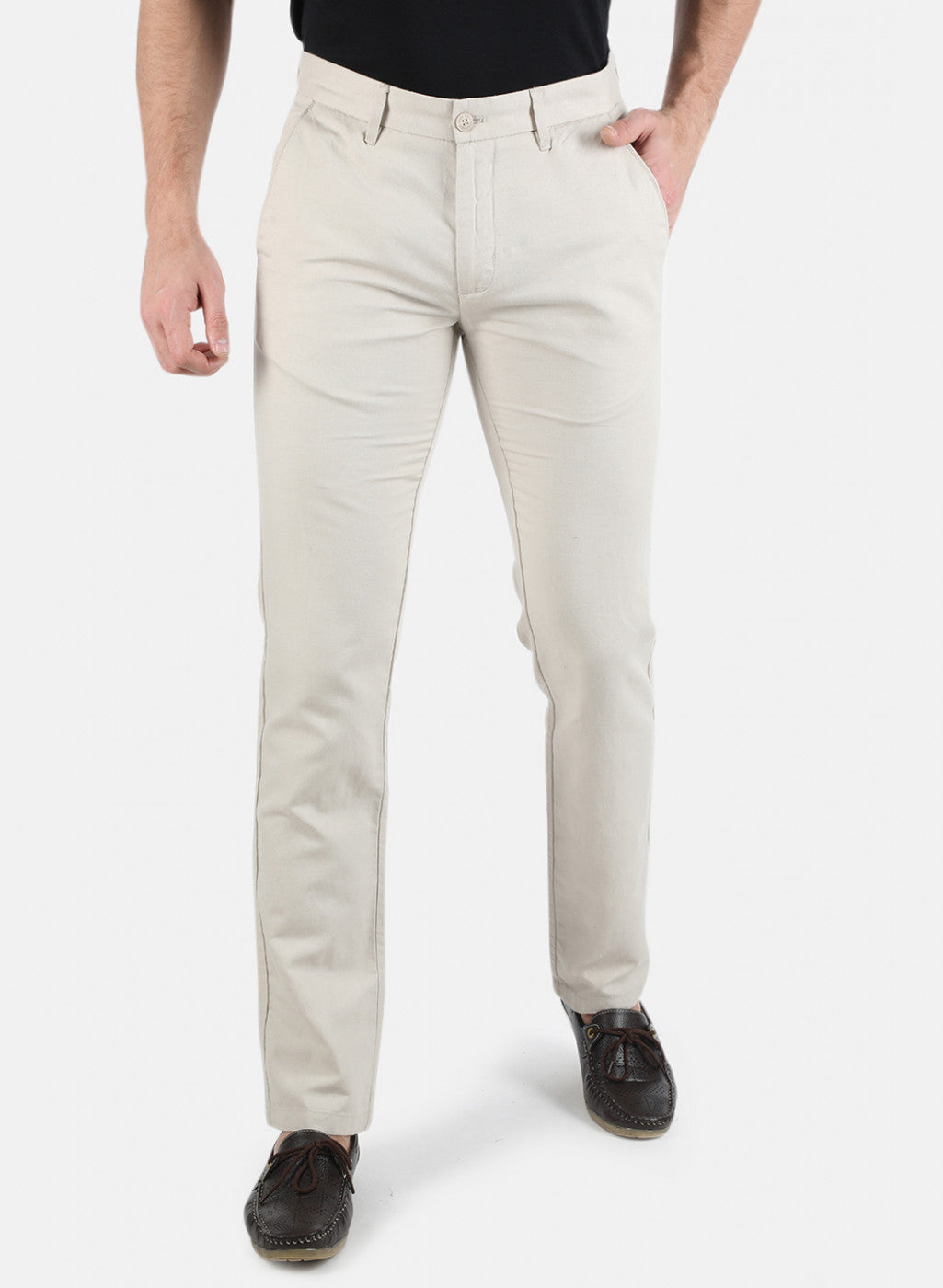 Men Beige Smart Fit Trouser