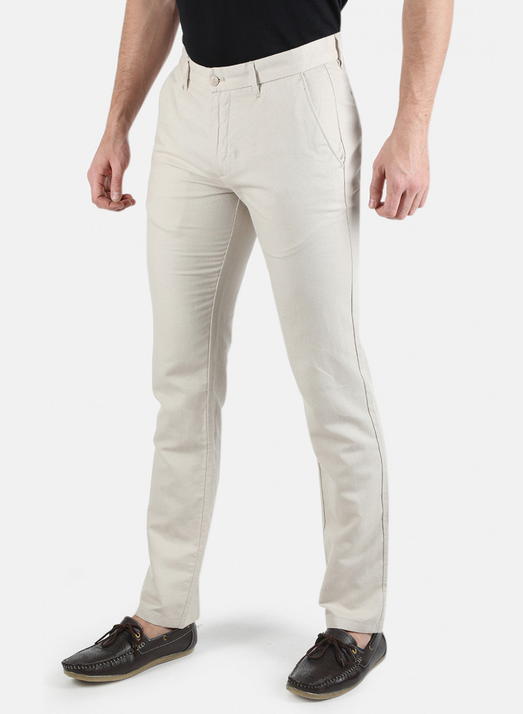 Men Beige Smart Fit Trouser