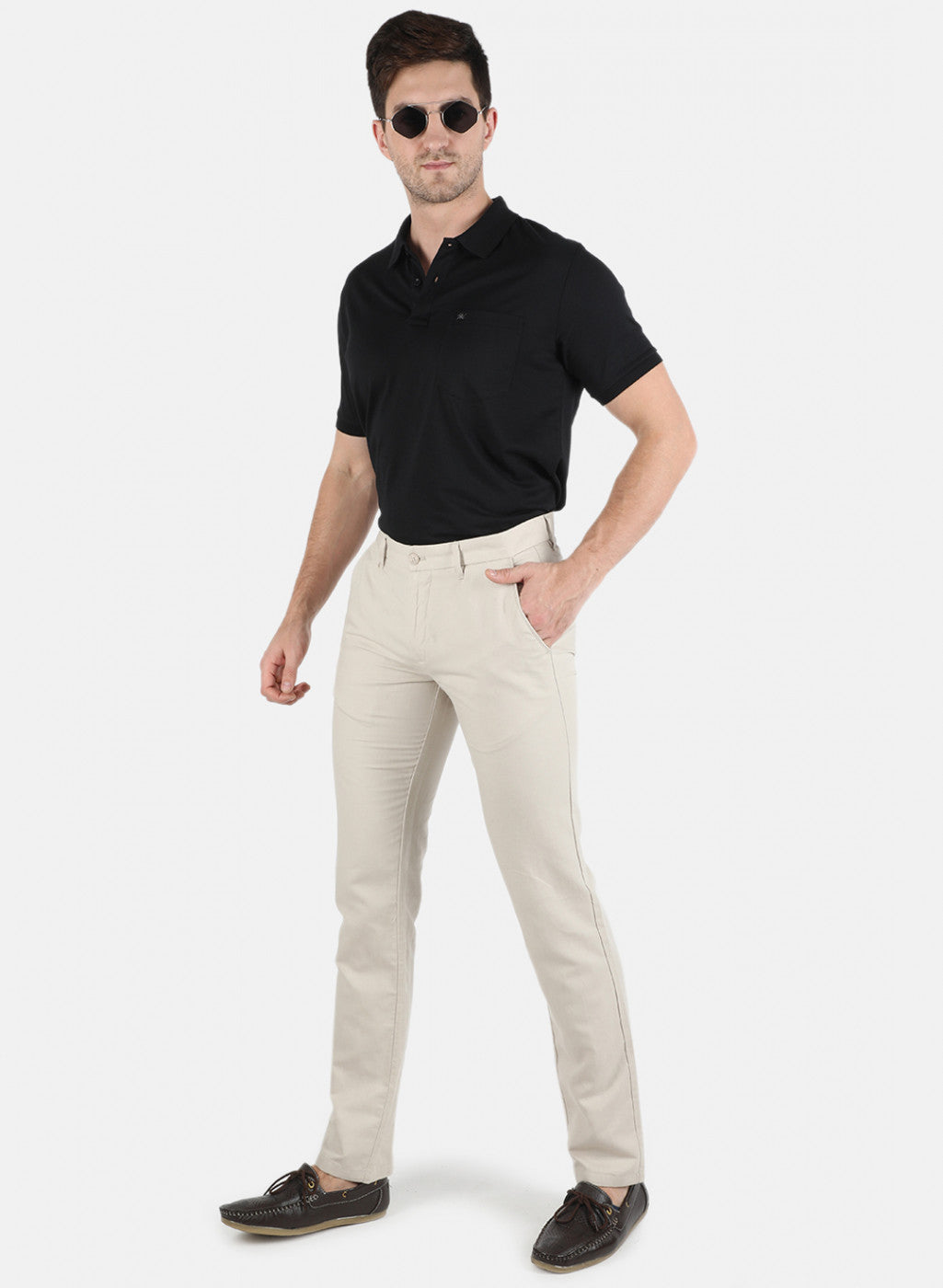Men Beige Smart Fit Trouser