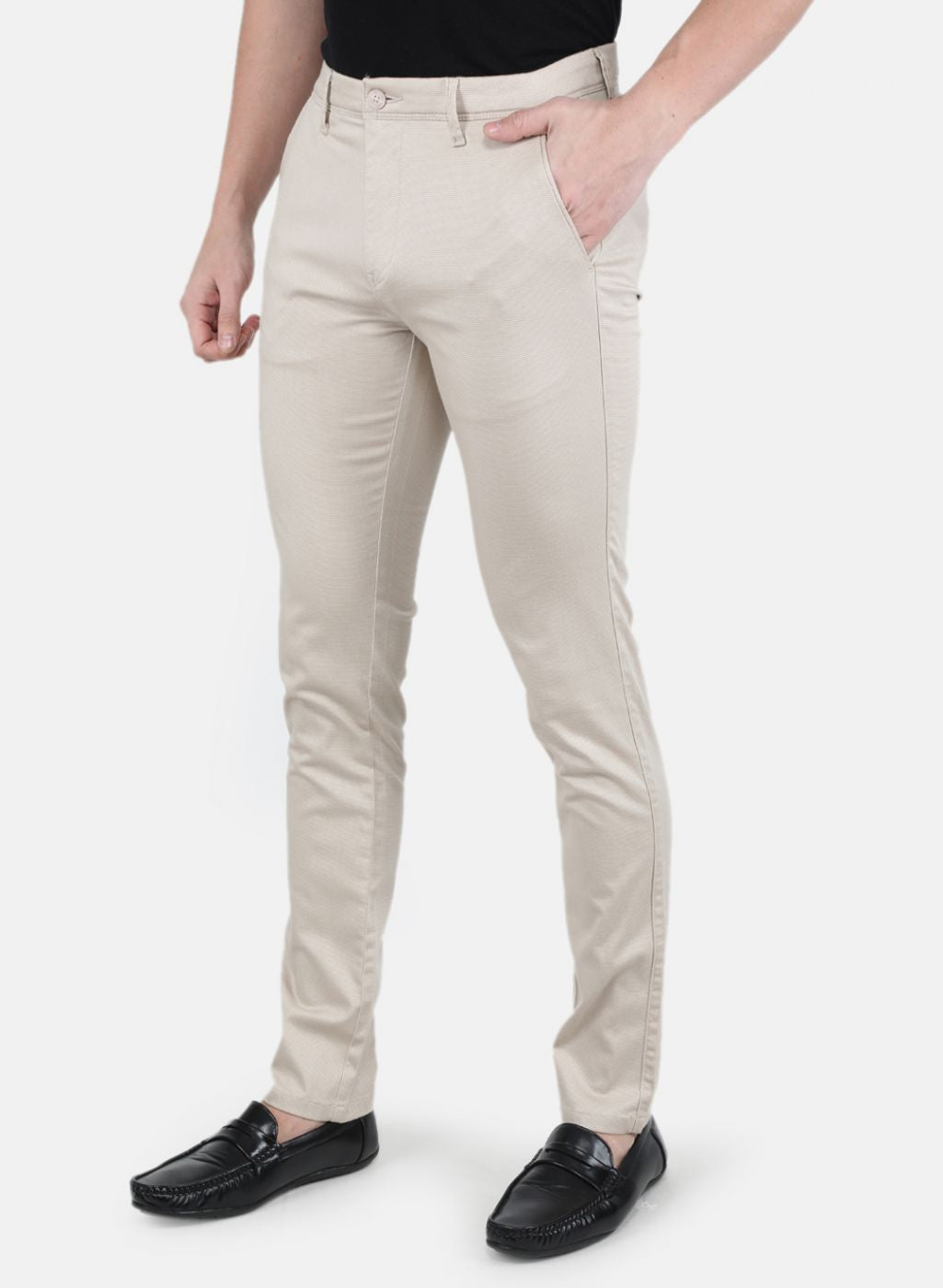 Men Beige Smart Fit Trouser