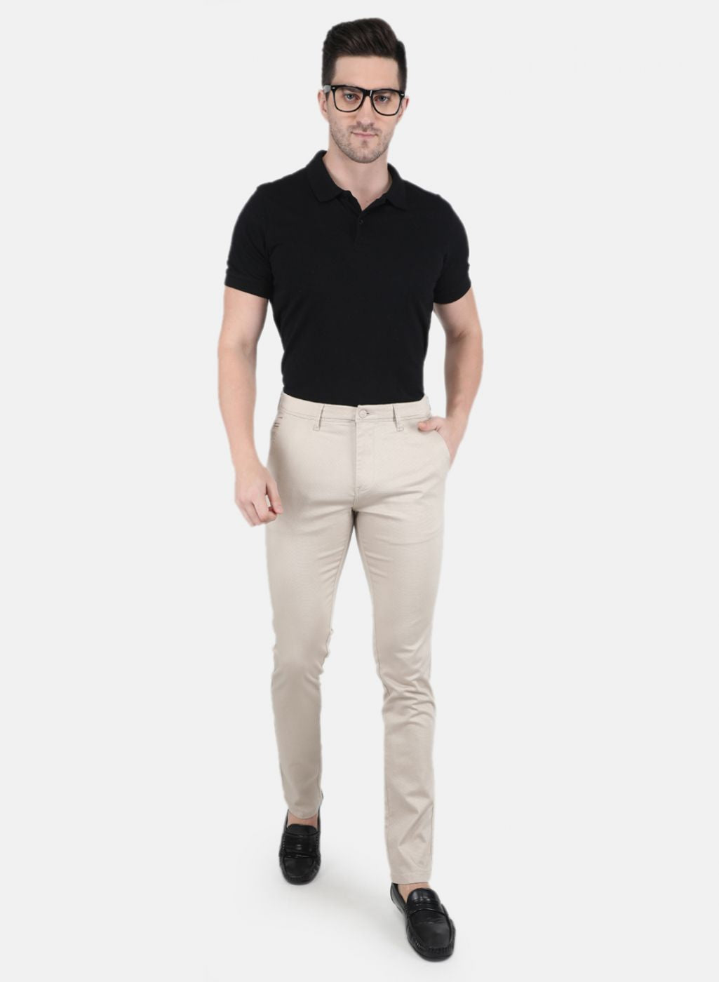 Men Beige Smart Fit Trouser