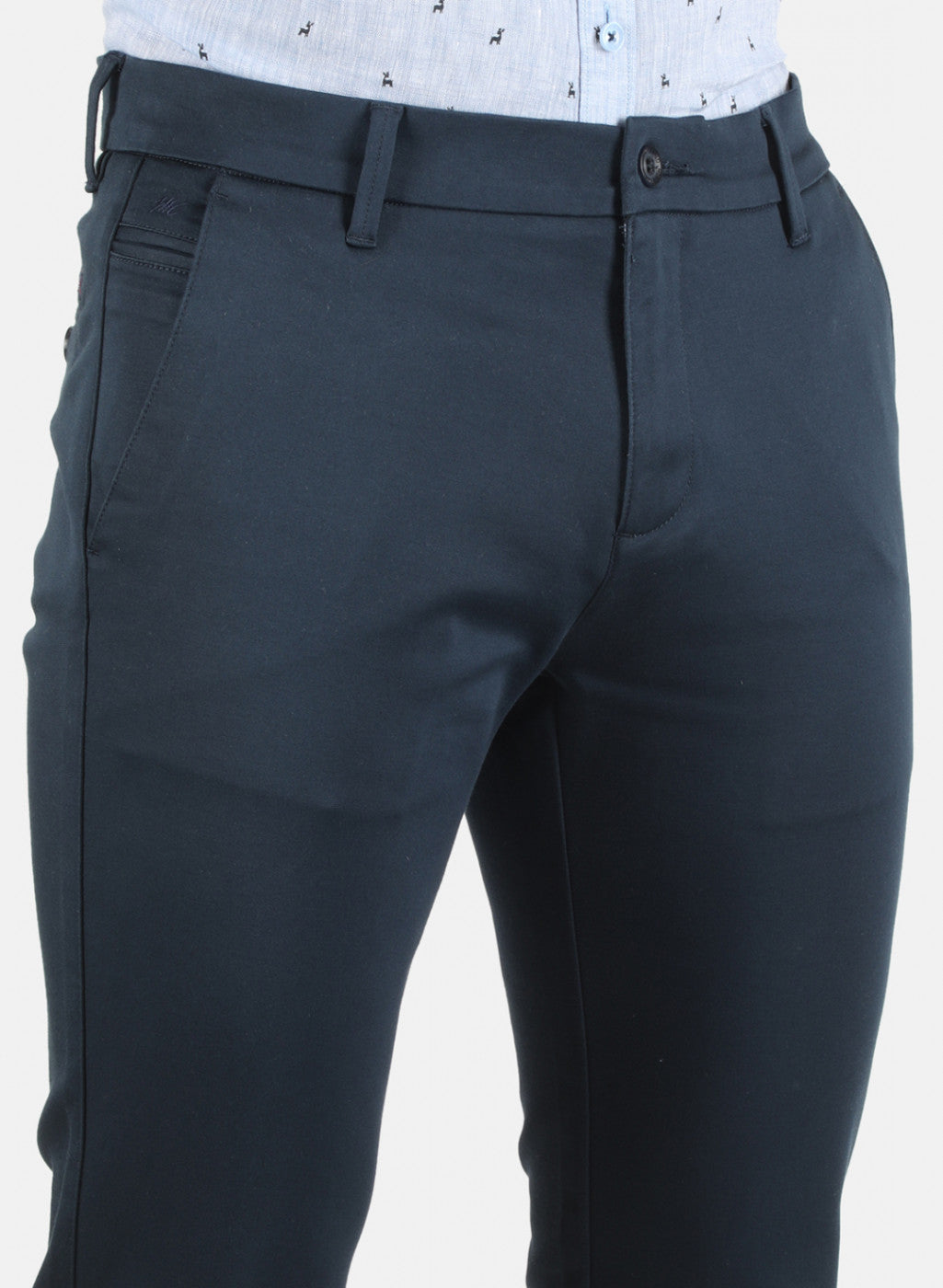 Men Navy Blue Regular Fit Trouser