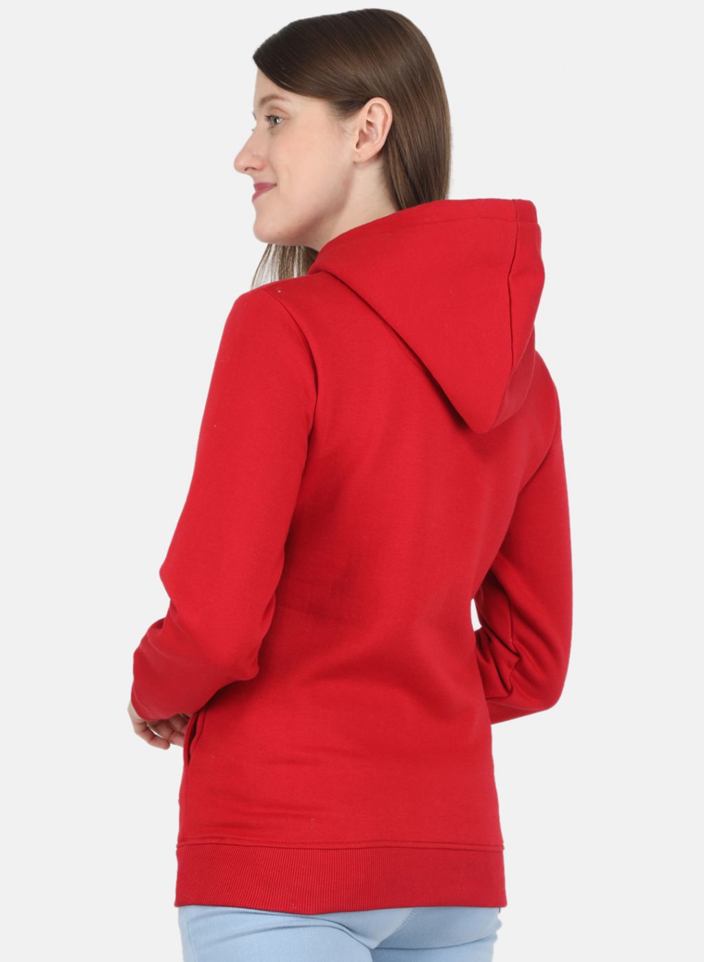 Women Red Embroidered Sweatshirt