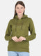 Women Olive Embroidered Sweatshirt