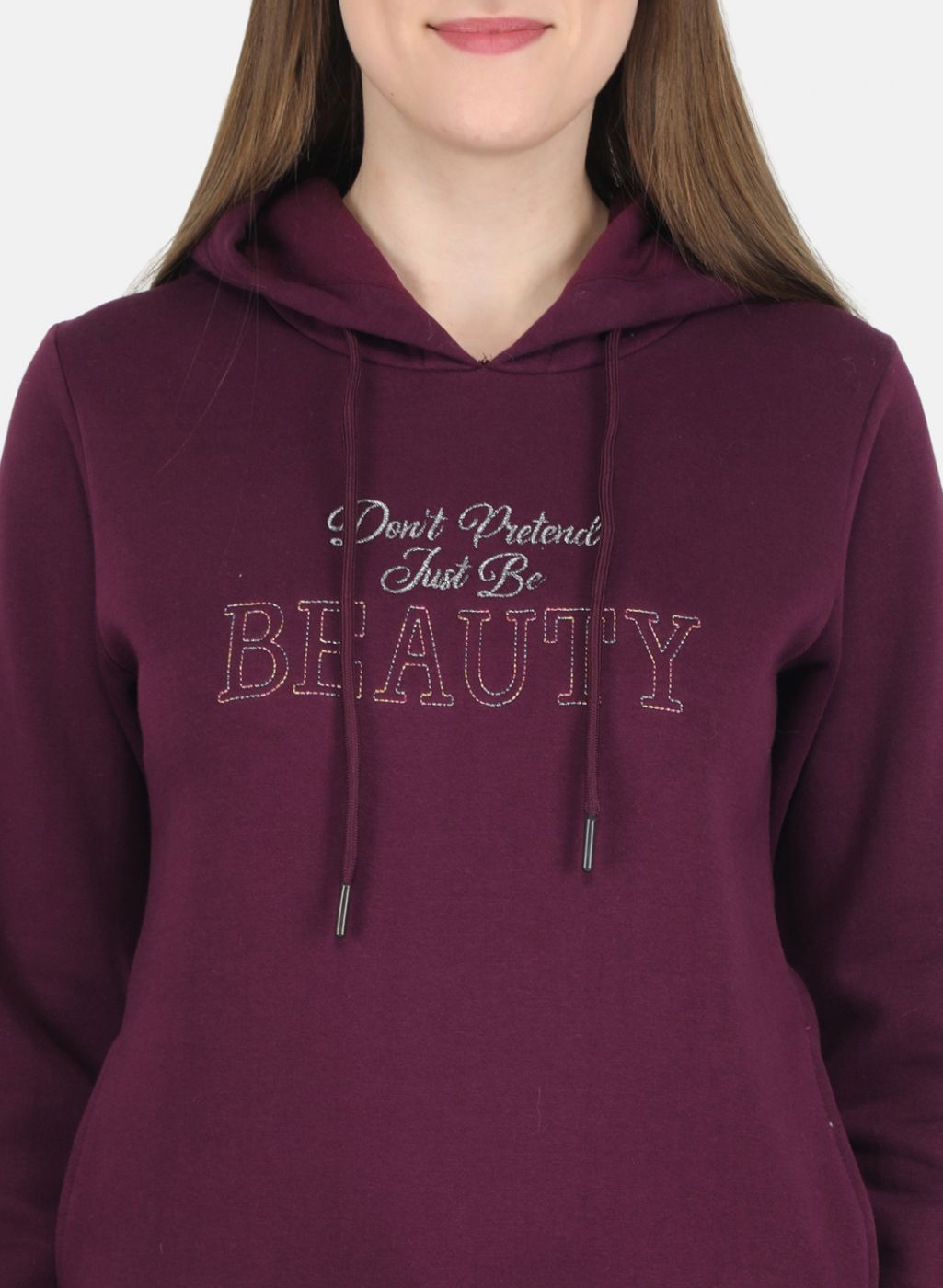 Women Purple Embroidered Sweatshirt