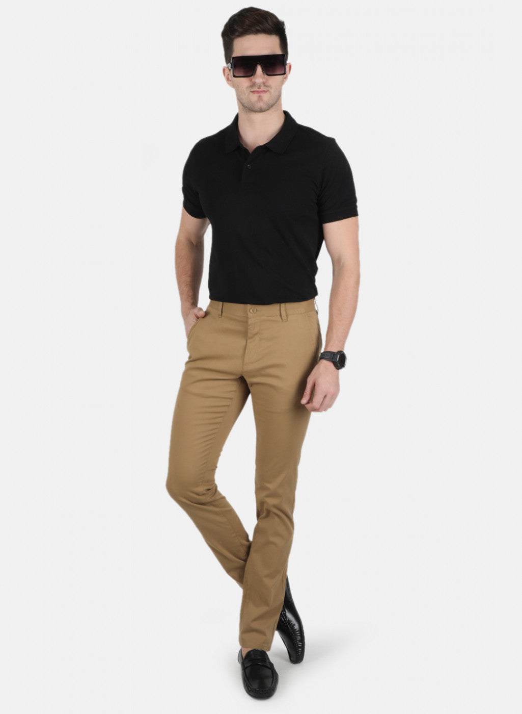Men Mustard Smart Fit Trouser