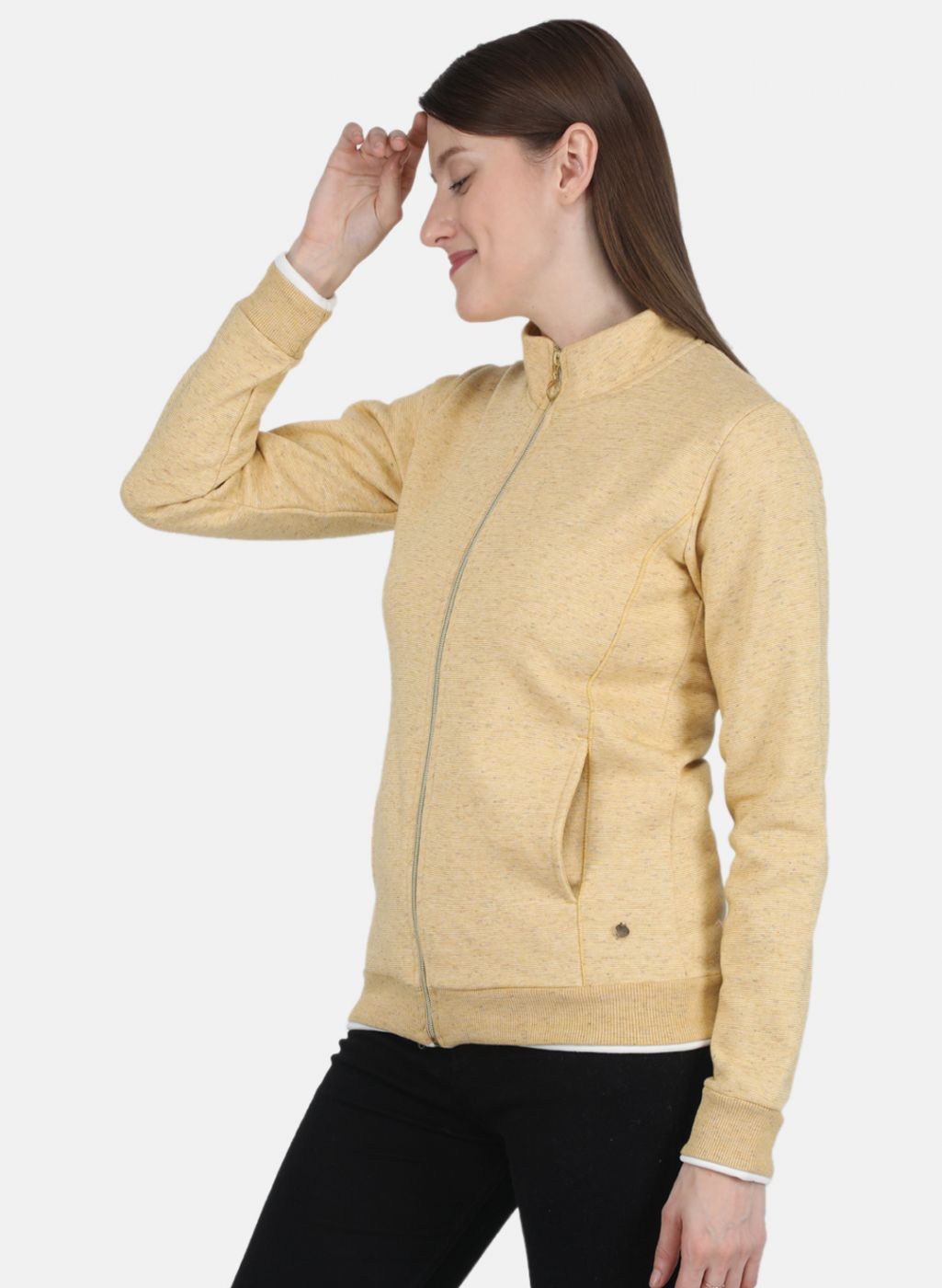 Women Yellow Stripe Sweatshirt