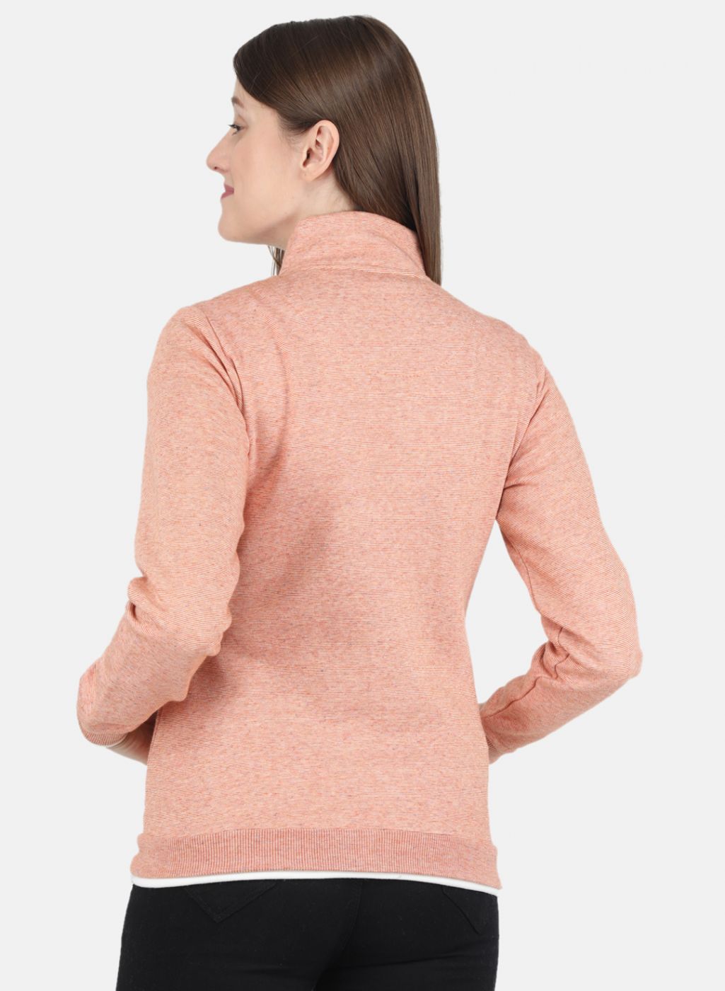 Women Orange Stripe Sweatshirt