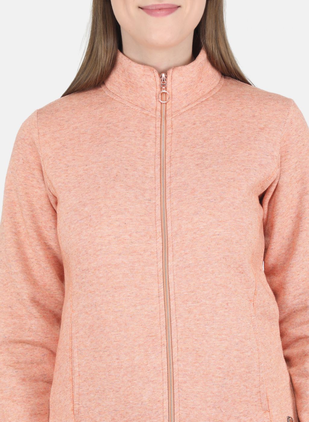Women Orange Stripe Sweatshirt