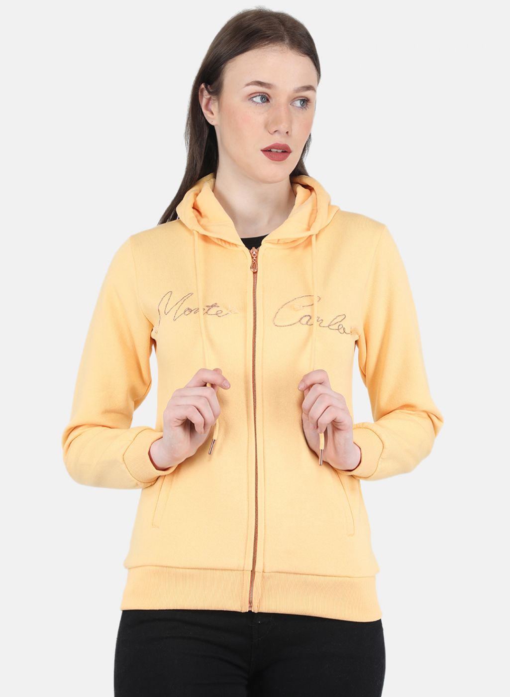 Women Yellow Embroidered Sweatshirt