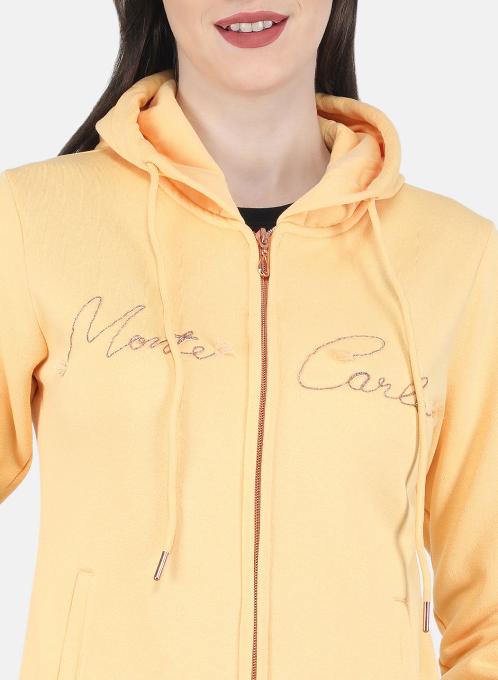 Women Yellow Embroidered Sweatshirt