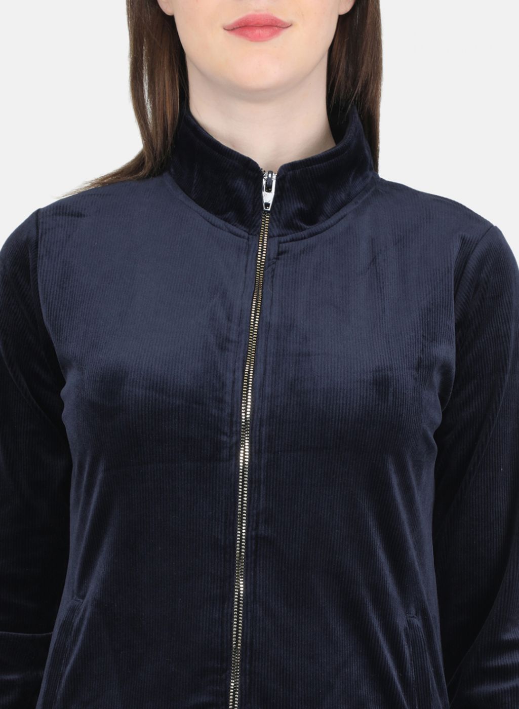 Women NAvy Blue Self Design Sweatshirt