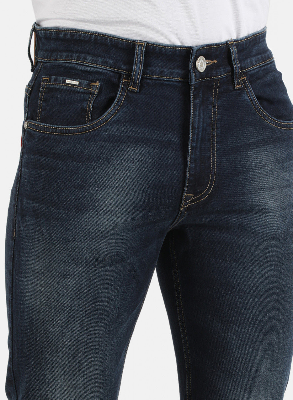 Men Navy Blue Regular Fit Denim
