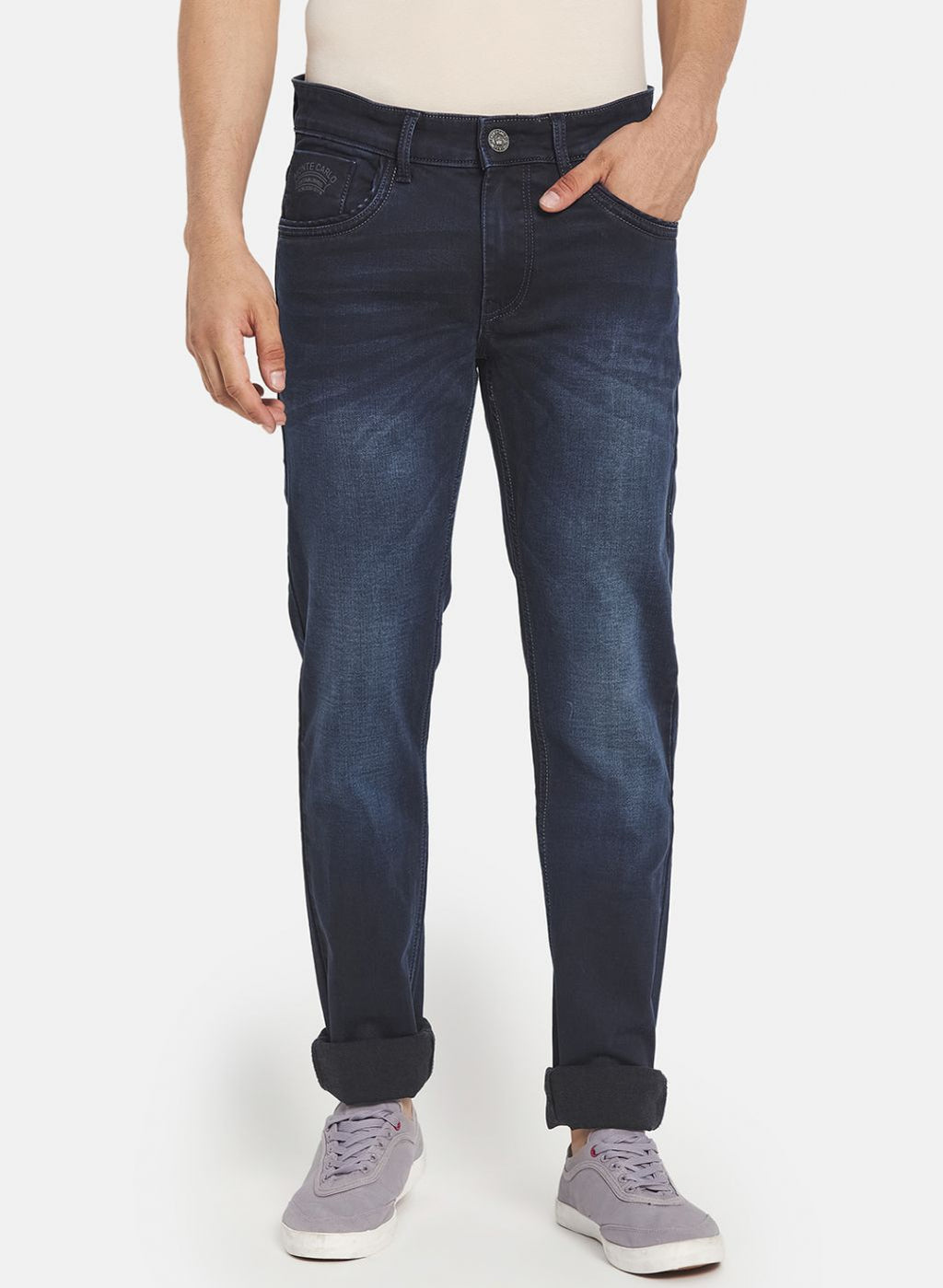 Men Navy Blue Narrow Fit Denim
