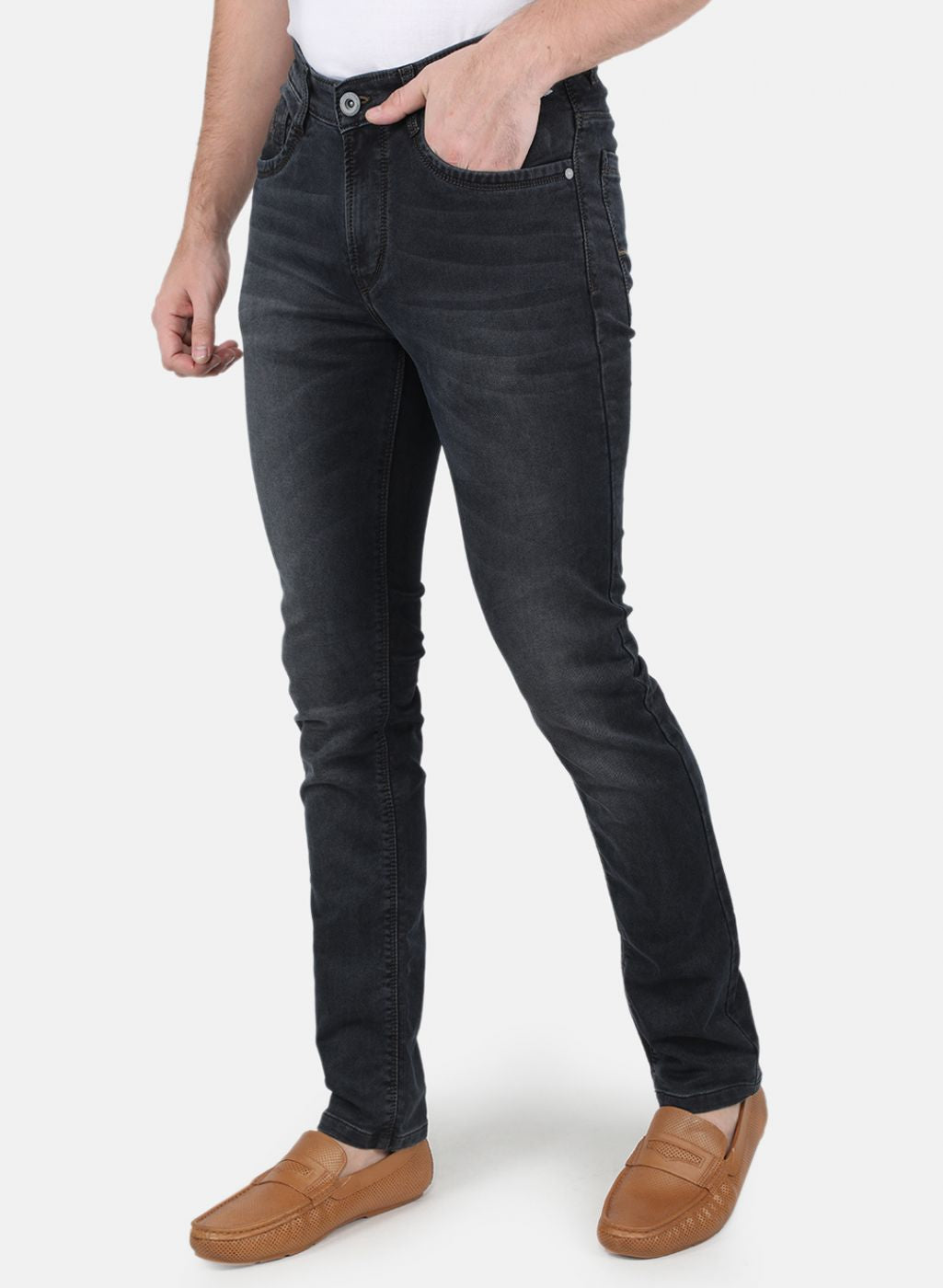 Men Brown NArrow Fit Denim