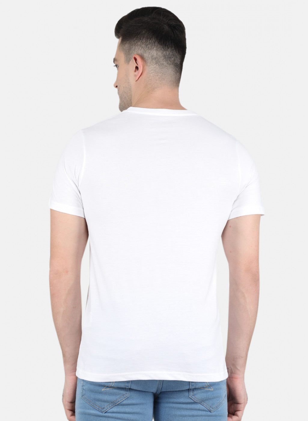 Men White Solid T-Shirt