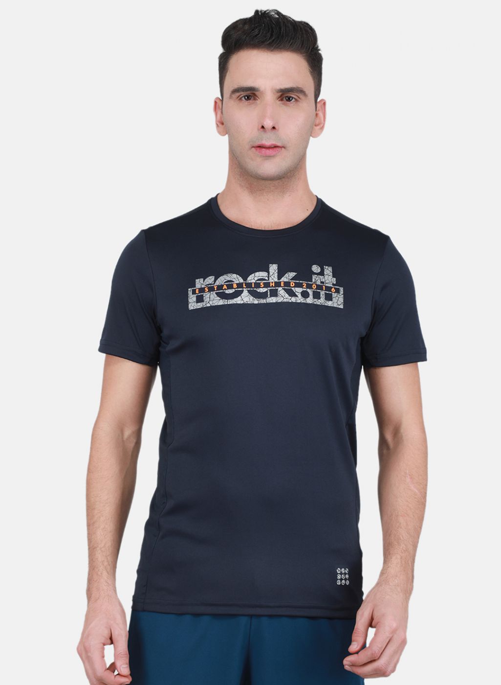 Rock-it Men NAvy Blue Printed T-Shirt