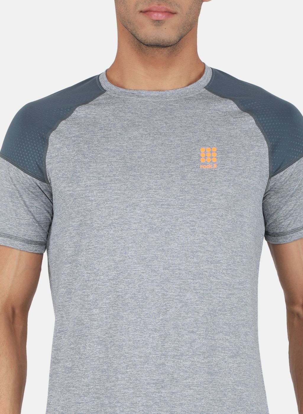 Rock.it Men Grey Solid T-Shirt