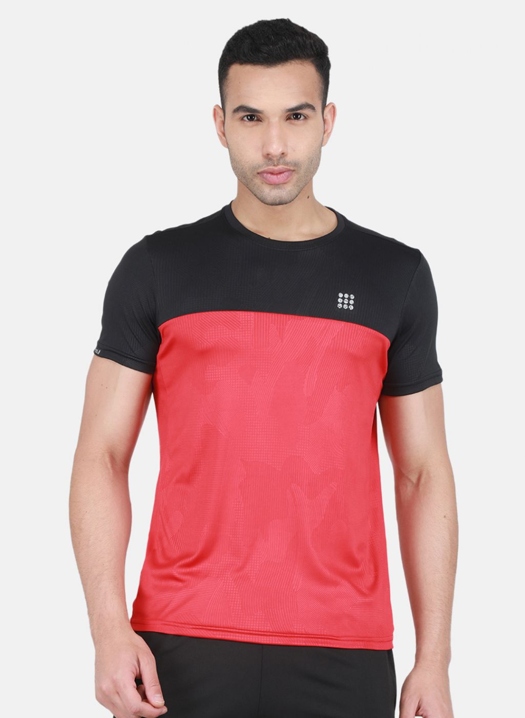 Rock-it Men Red Self Design T-Shirt