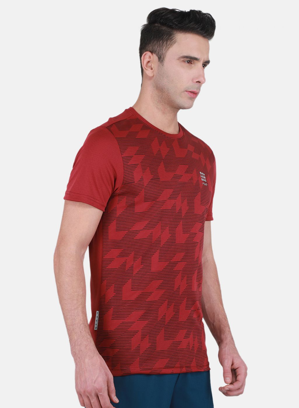 Rock.it Men Maroon Self Design T-Shirt
