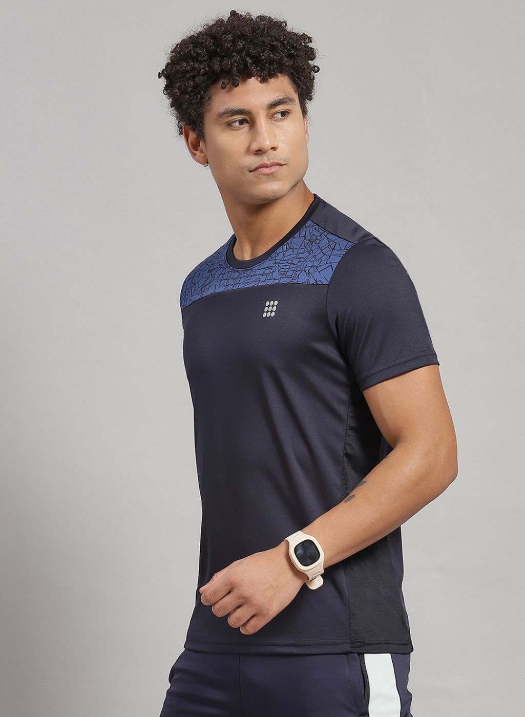 Rock.it Men Navy Blue Solid T-Shirt