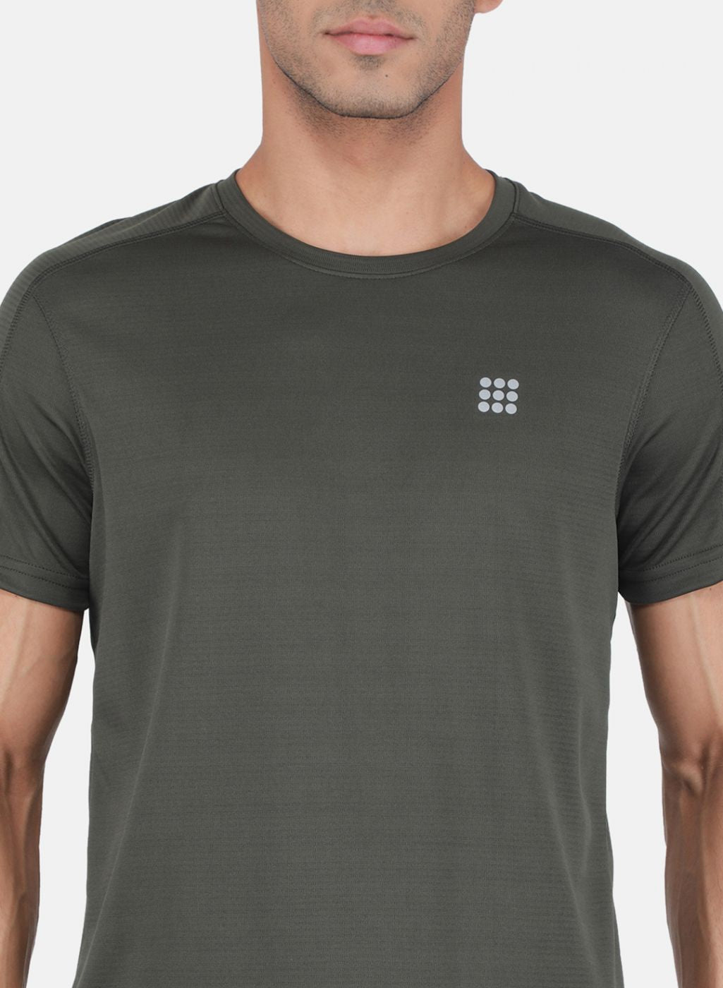 Rock.it Men Olive Self Design T-Shirt